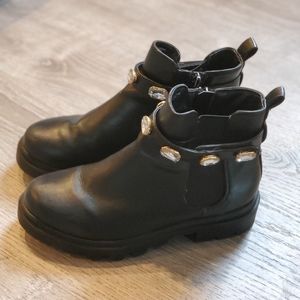 Steve Madden - Black Boots with Rhinestones - Girls Size 3